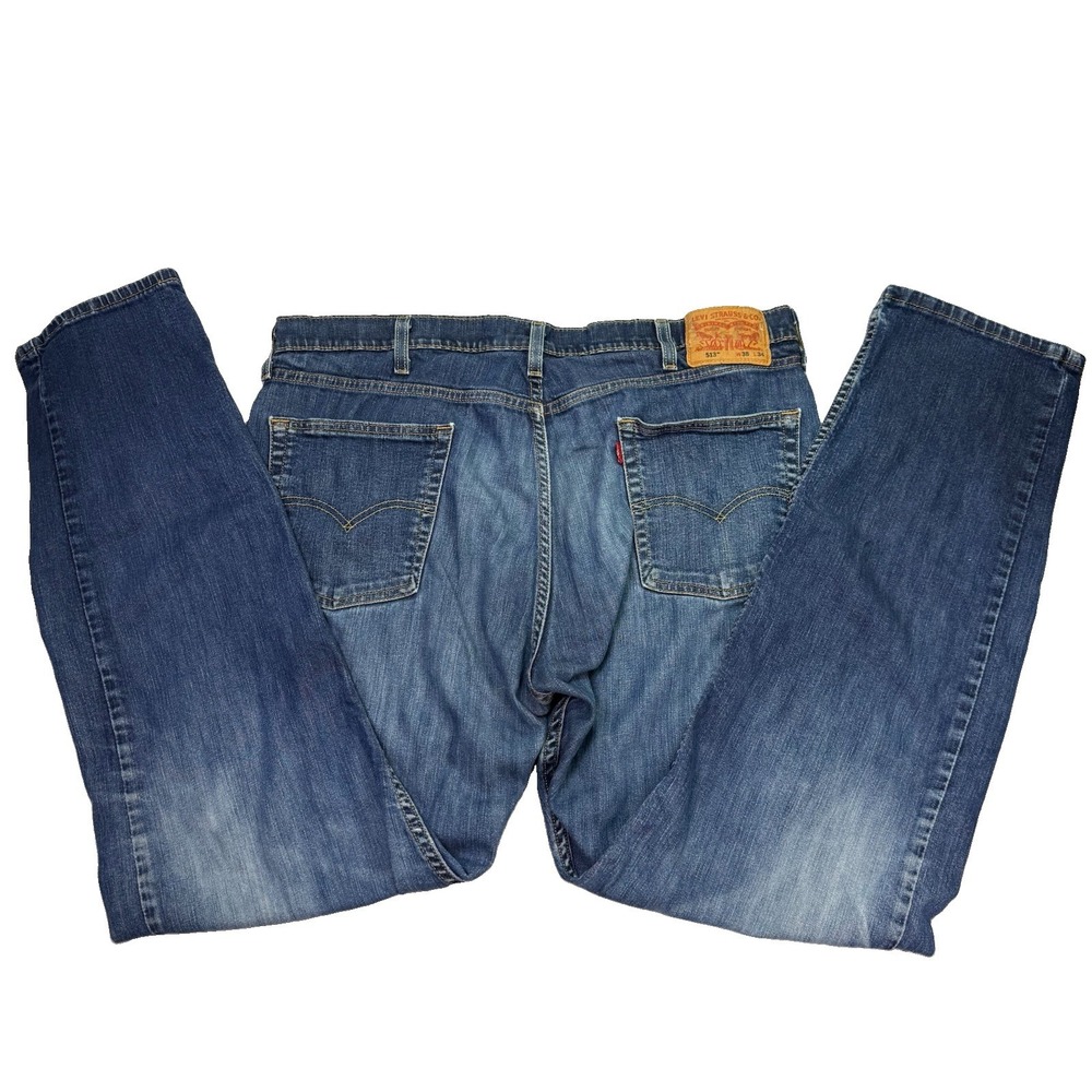 Levi's 513 Slim Straight Jeans Mens 38x34 Blue Good Medium Wash Denim